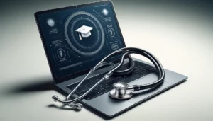 écran ordinateur stéthoscope et formation